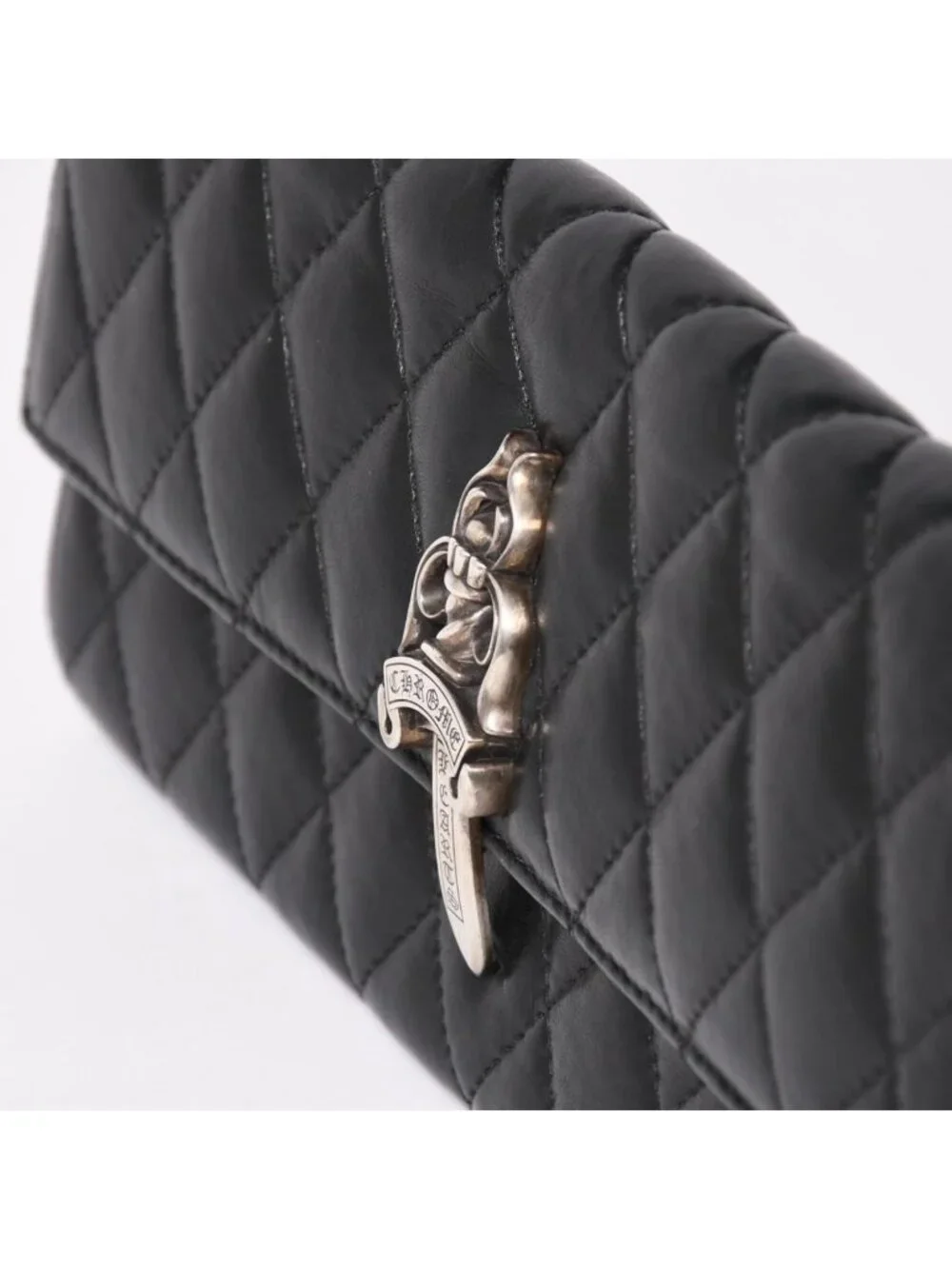 Chrome Hearts Dinner Clutch Large Dagger Matelasse Lambskin Black